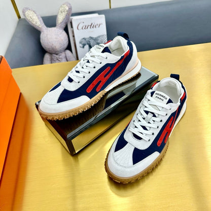 JET SNEAKER IN WHITE MIX NAVY BLUE SUEDE