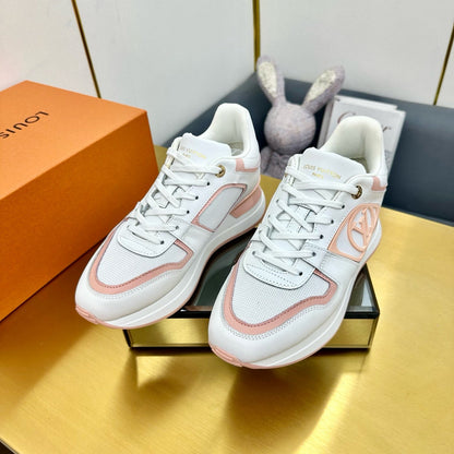 NEO RUN AWAY SNEAKER IN WHITE MIX PEACH PINK CALFSKIN