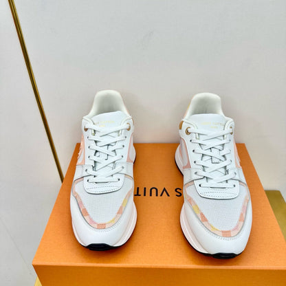 NEO RUN AWAY SNEAKER IN WHITE MIX PEACH PINK CALFSKIN