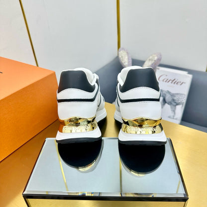 NEO RUN AWAY SNEAKER IN WHITE MIX BLACK CALFSKIN