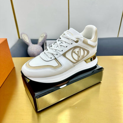 NEO RUN AWAY SNEAKER IN WHITE MIX GOLD CALFSKIN
