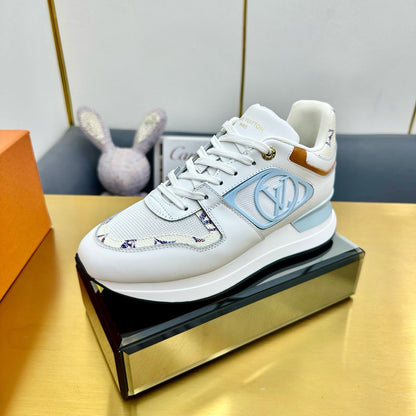 NEO RUN AWAY SNEAKER IN WHITE MIX SKY BLUE CALFSKIN