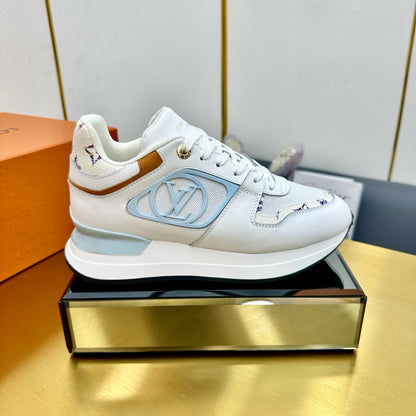 NEO RUN AWAY SNEAKER IN WHITE MIX SKY BLUE CALFSKIN