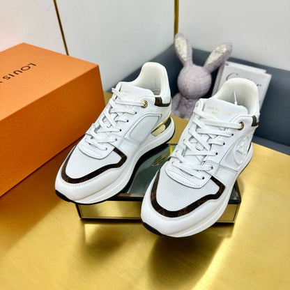 NEO RUN AWAY SNEAKER IN WHITE MIX CHOCOLATE BROWN CALFSKIN