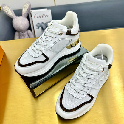 NEO RUN AWAY SNEAKER IN WHITE MIX CHOCOLATE BROWN CALFSKIN