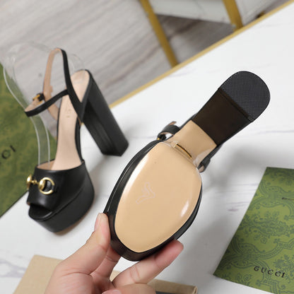 GG Sandales Cuir Noir Black