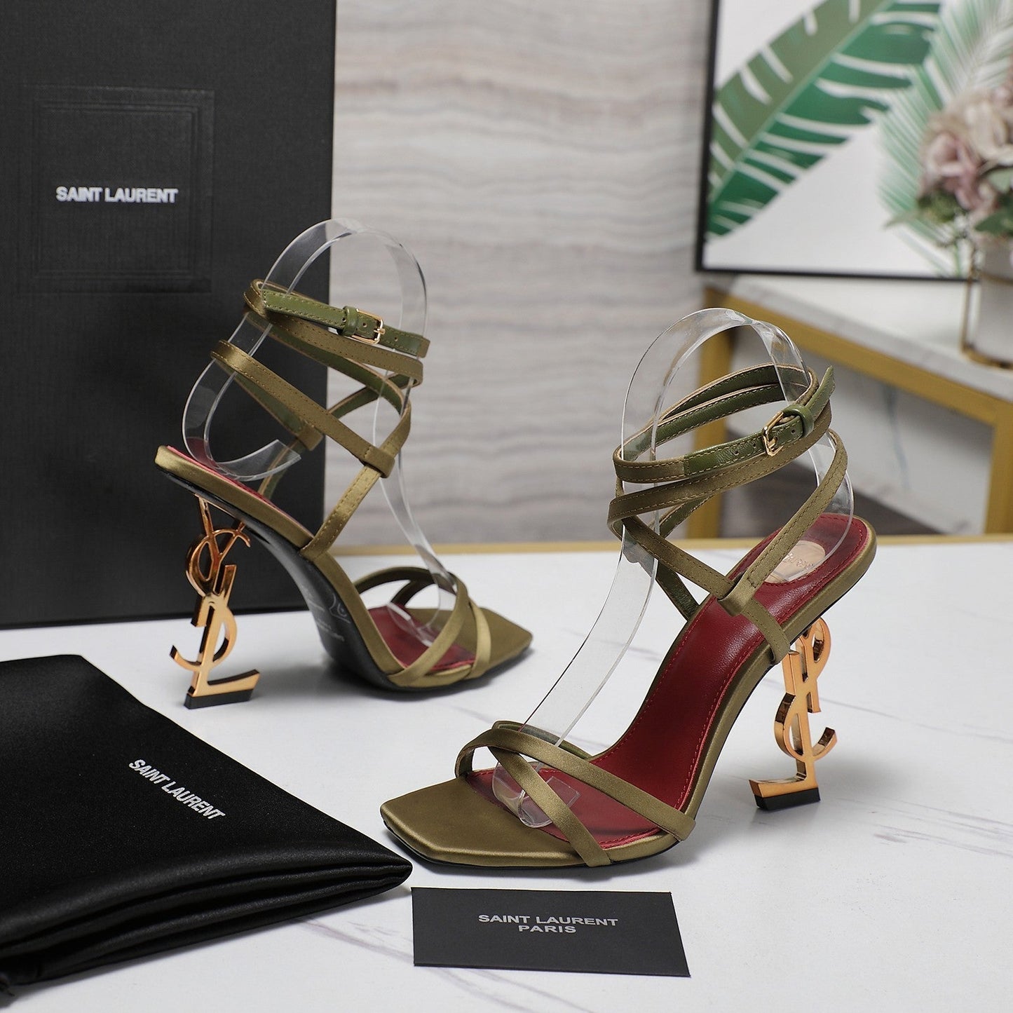 OPYUM SANDALS IN CUBA GOLD SATIN CREPE