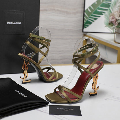 OPYUM SANDALS IN CUBA GOLD SATIN CREPE