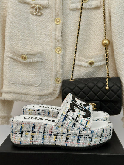 CLASSIC SLIPPERS THICK SOLE IN MULTICOLOR TWEED