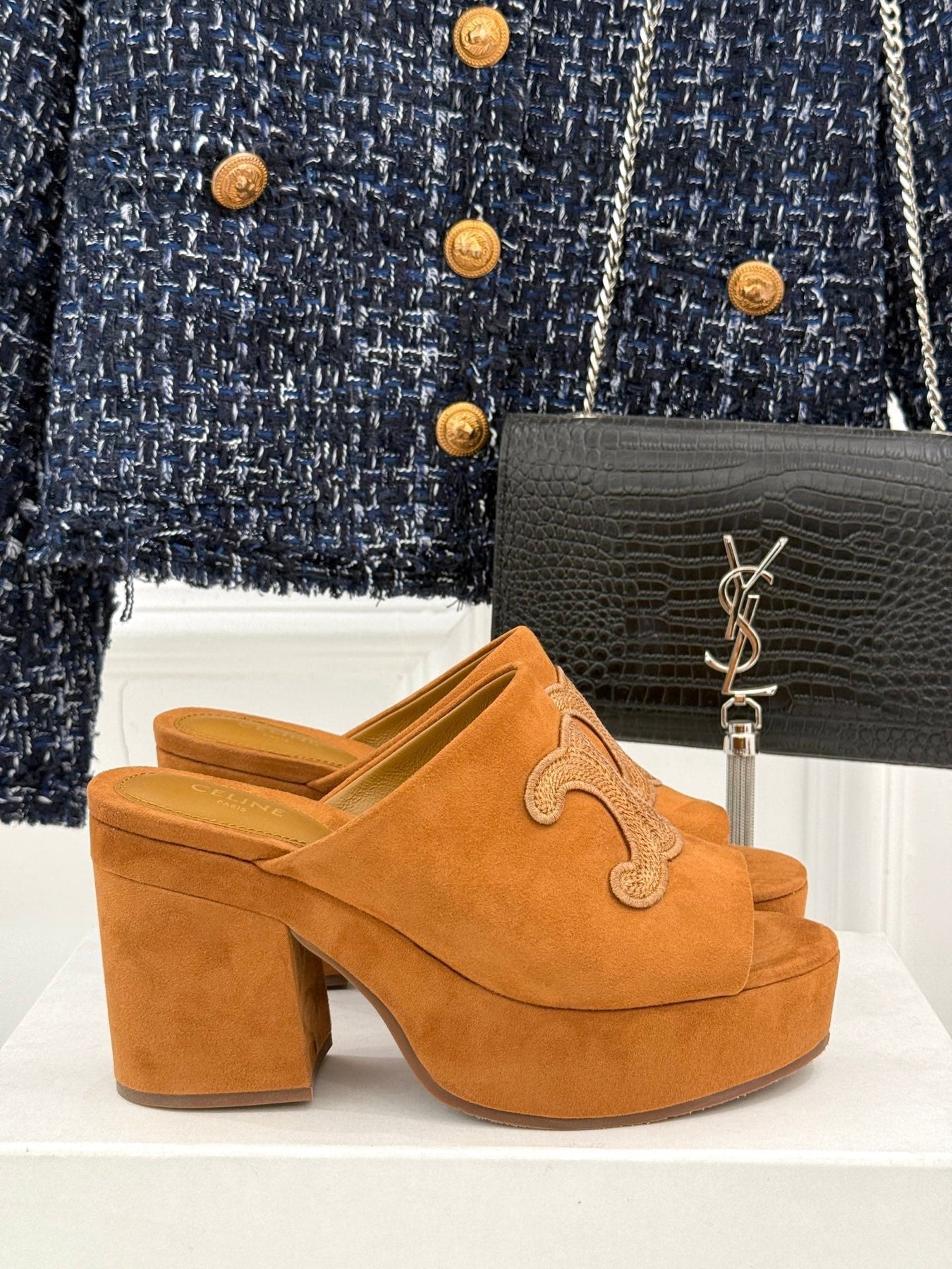 ELENA MULE IN PEANUT BROWN VELVET