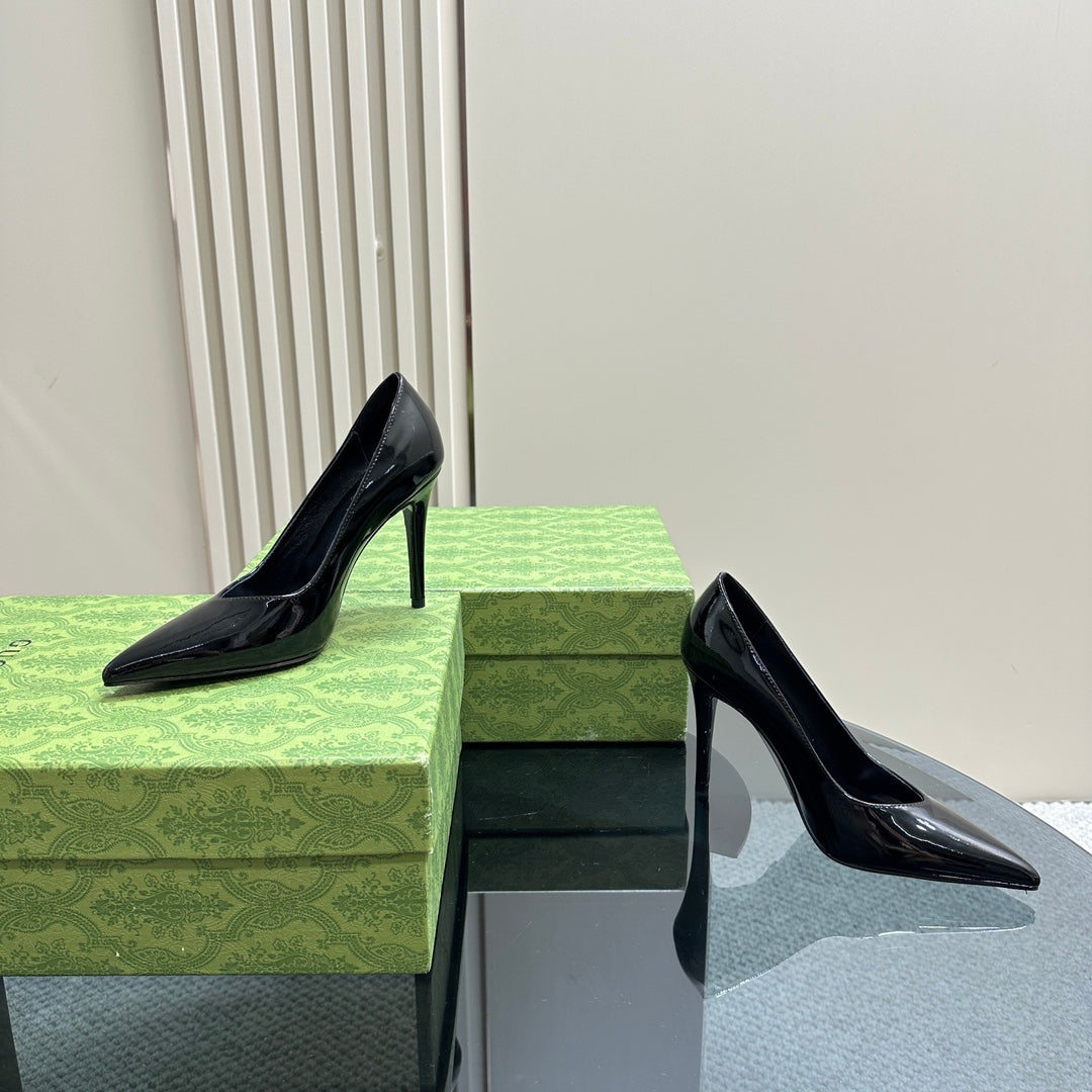 GG 105 HIGH HEEL PUMP BLACK LAMBSKIN