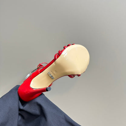 GG CRYSTAL HORSEBIT SANDAL CRIMSON LAMBSKIN