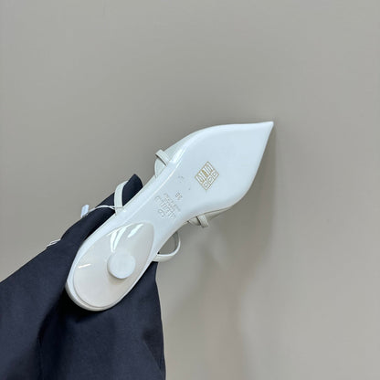 ROCKSTUD WISPY WHITE CALFSKIN MULE 20MM