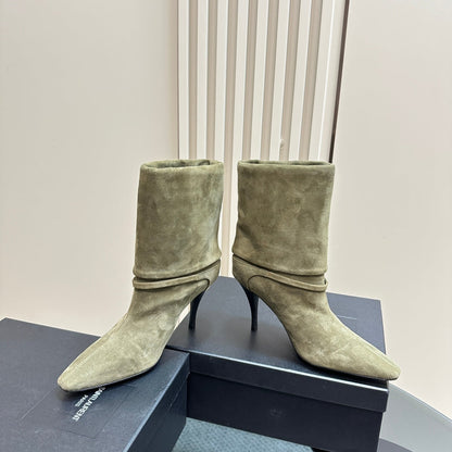 NIKI BOOTIES IN BASIL GREEN SUEDE