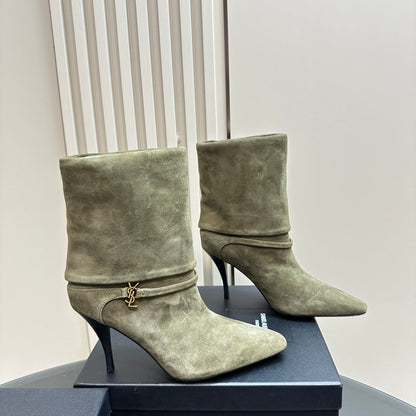 NIKI BOOTIES IN BASIL GREEN SUEDE