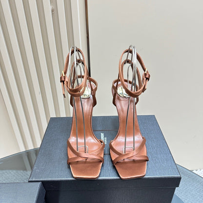 OPYUM HIGH SANDALS IN BROWN SILK