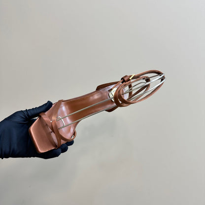 OPYUM HIGH SANDALS IN BROWN SILK