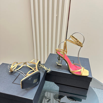 OPYUM HIGH SANDALS IN GOLD SILK