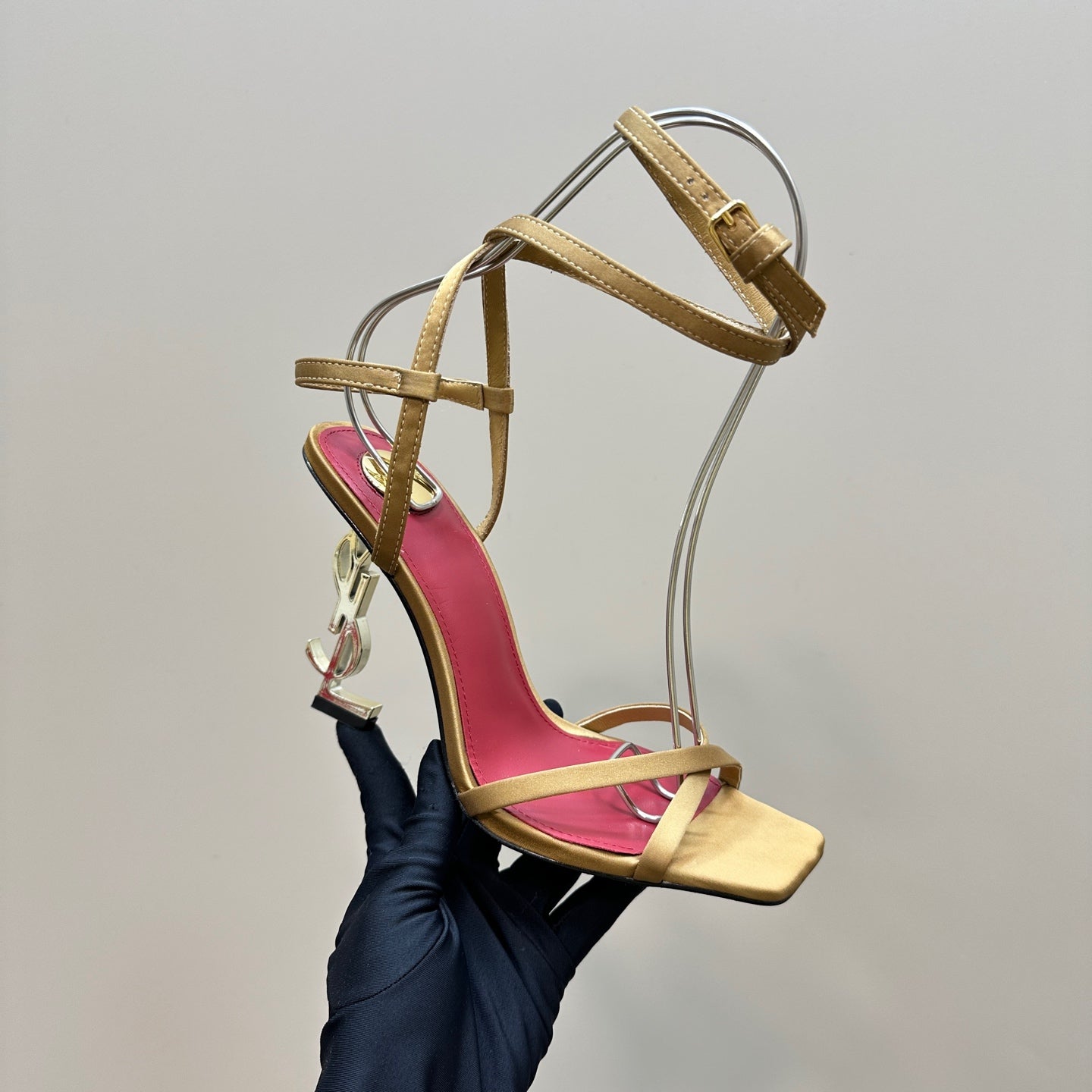 OPYUM HIGH SANDALS IN GOLD SILK
