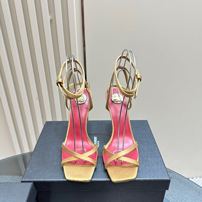 OPYUM HIGH SANDALS IN GOLD SILK