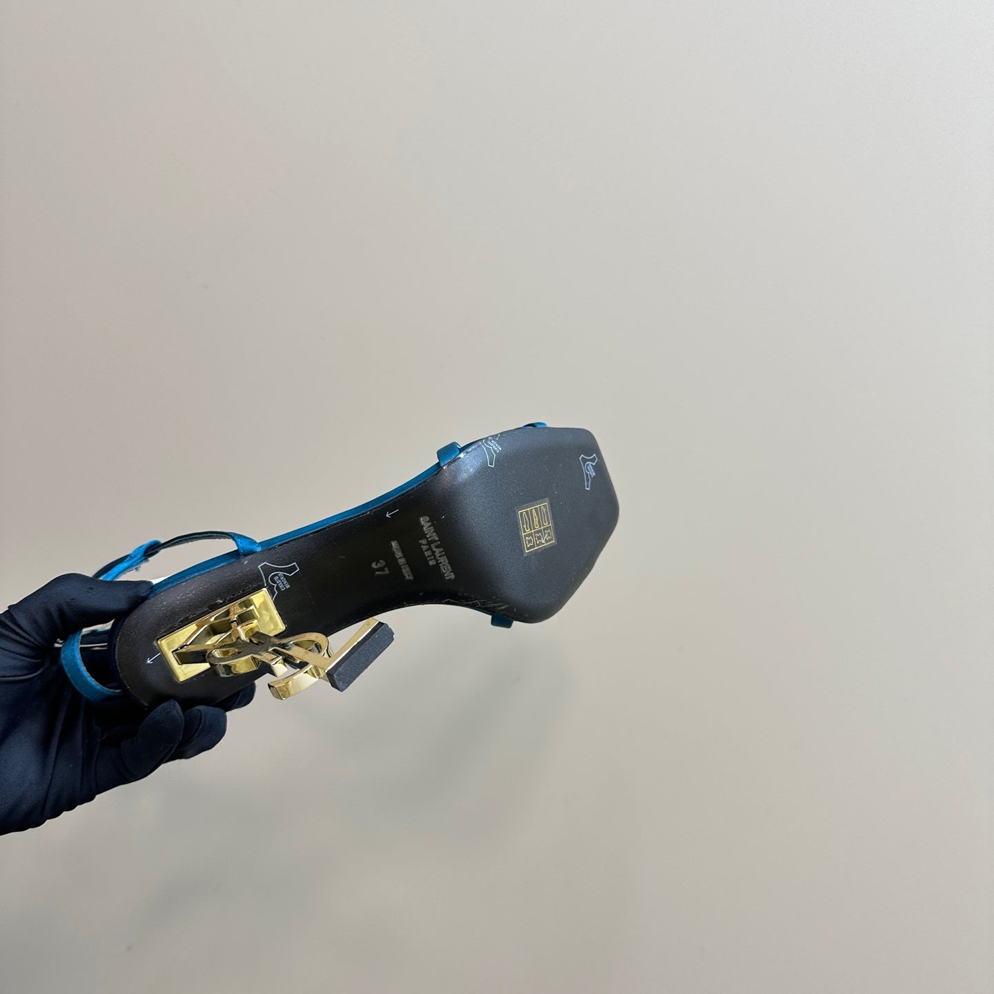 OPYUM HIGH SANDALS IN DUCK BLUEE SILK