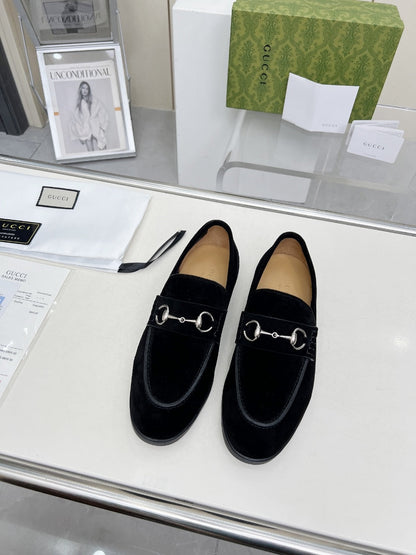 LOAFERS WITH SILVER HARDWARE IN BLACK SUEDE