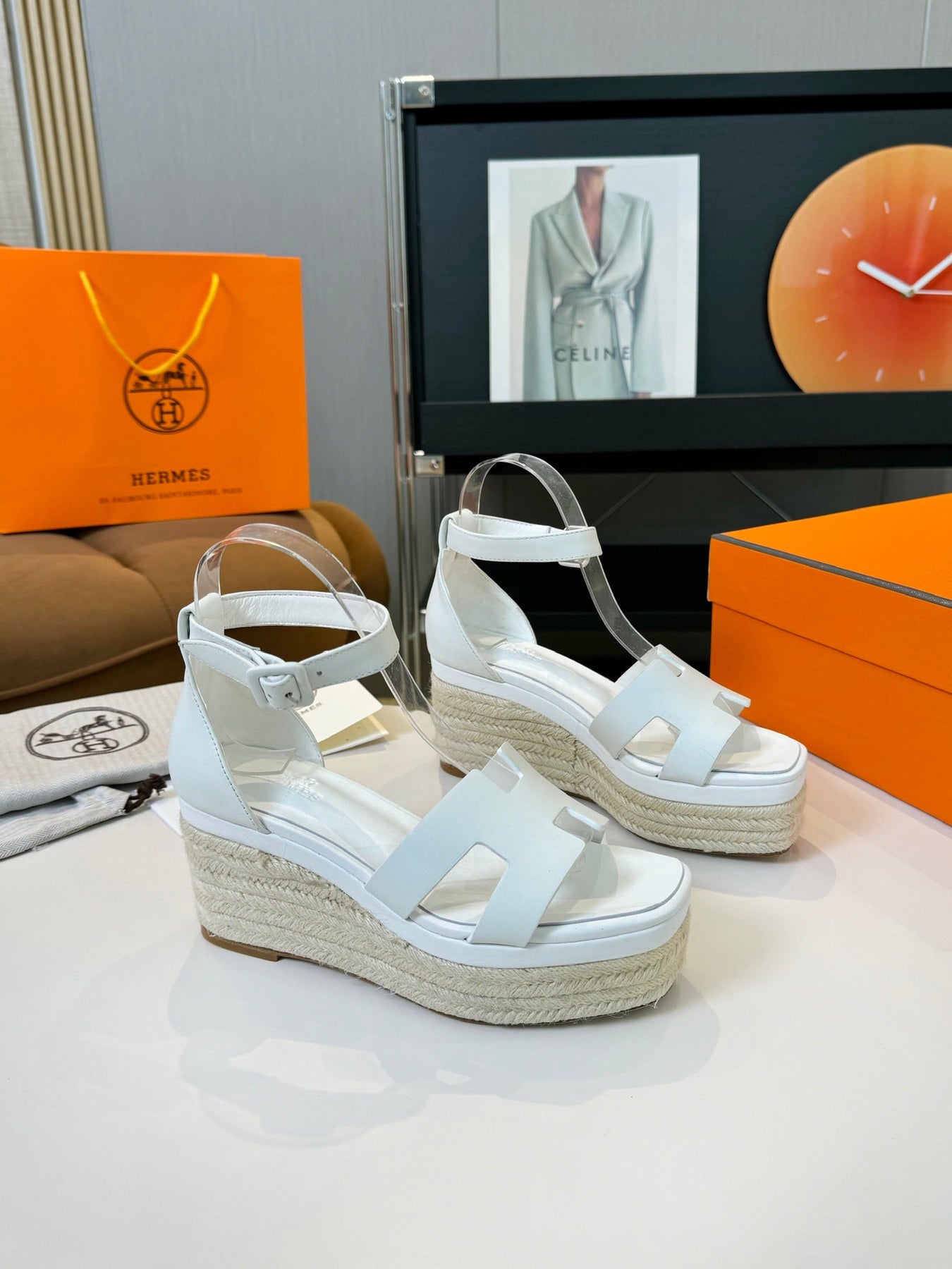 Elda espadrille 80 White Calfskin