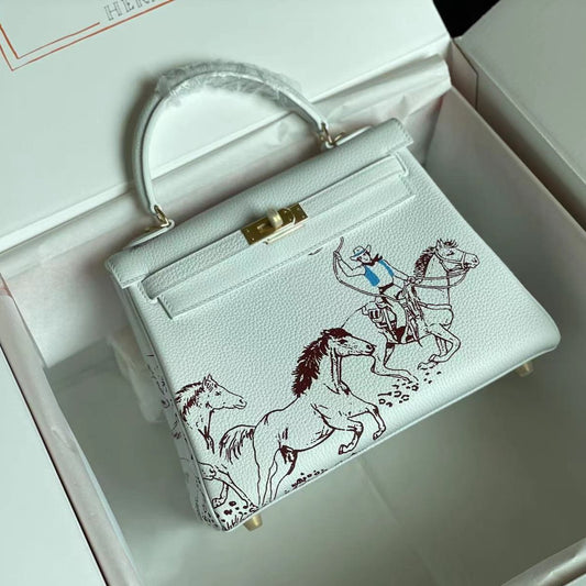 BIRKIN 25 BAG IN WHITE CALFSKIN WITH COLORFUL STICKER 228763