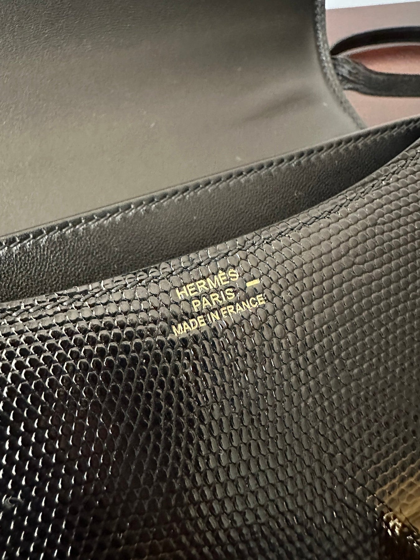 CONSTANCE 18 BLACK LIZARD GOLD HARDWARE