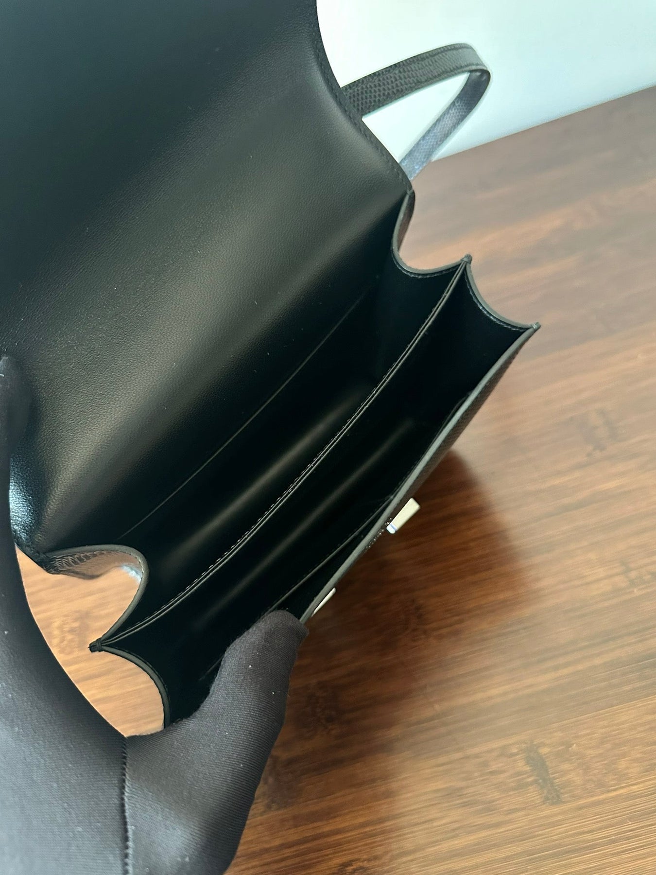 CONSTANCE 18 BLACK LIZARD SILVER HARDWARE