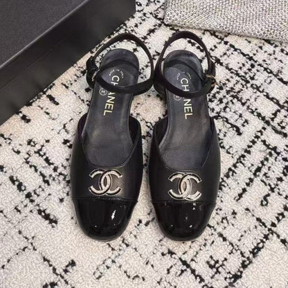 FLAT SLINGBACKS IN BLACK CALFSKIN