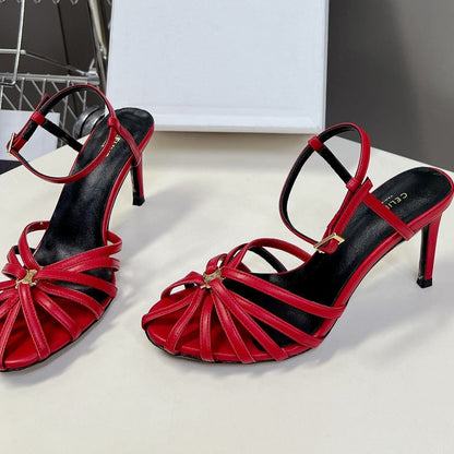 RIOMPHE SANDAL IN LAMBSKIN CHERRY RED