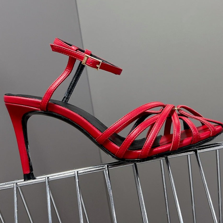 RIOMPHE SANDAL IN LAMBSKIN CHERRY RED