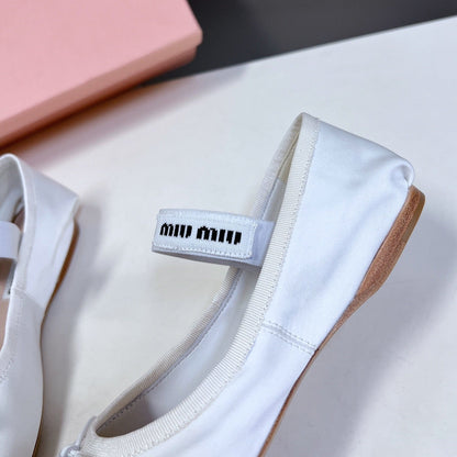 BALLET FLAT SHOES WHITE GLOSSY SHEEPSKIN