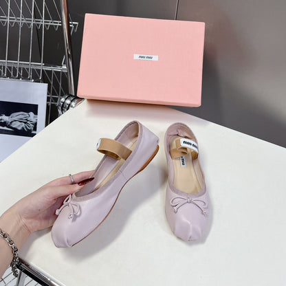 BALLET FLAT SHOES PASTEL PINK SHEEPSKIN
