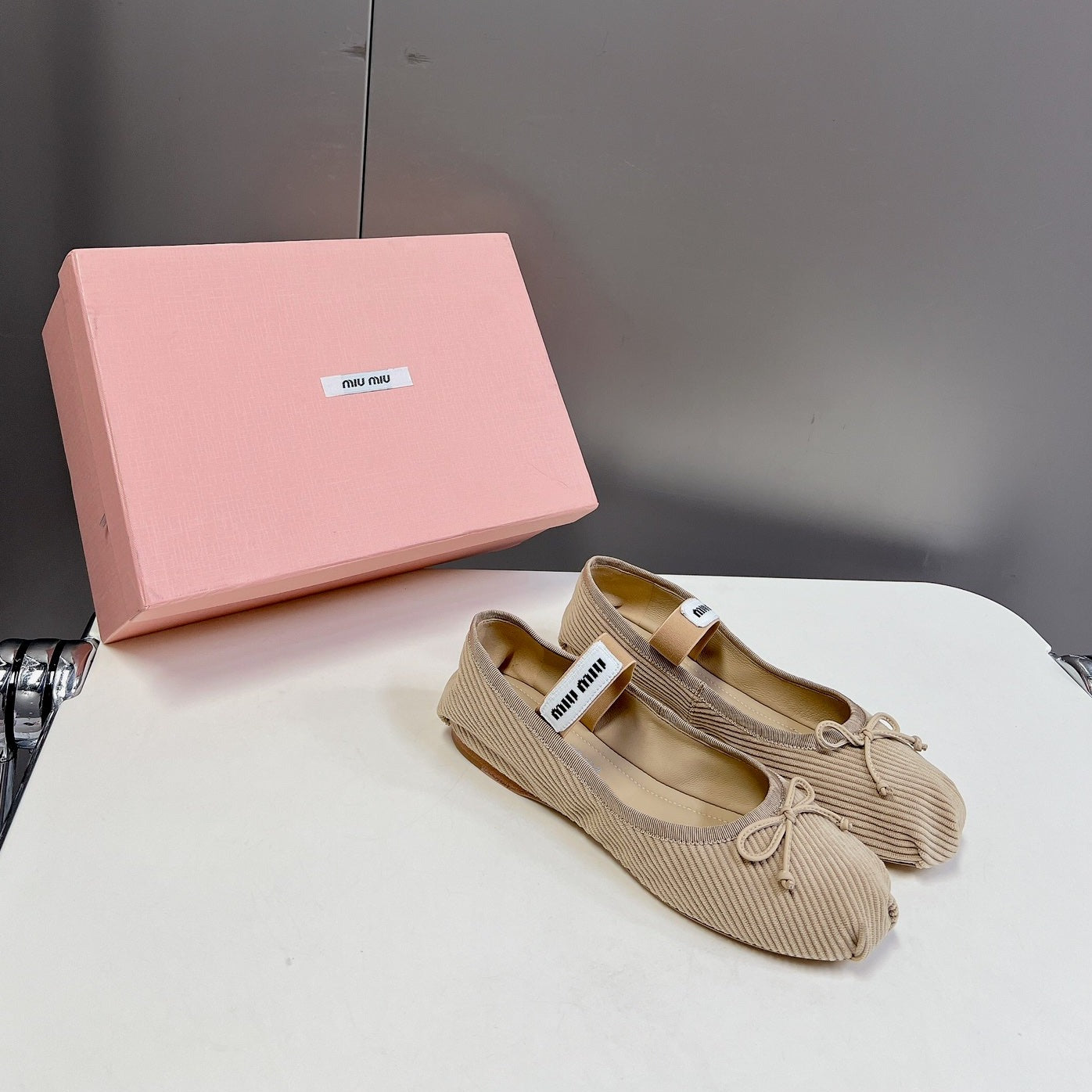 BALLET FLAT SHOES BEIGE SHEEPSKIN