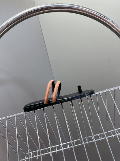 Georgia Sandals Peach Suede Black Calfskin