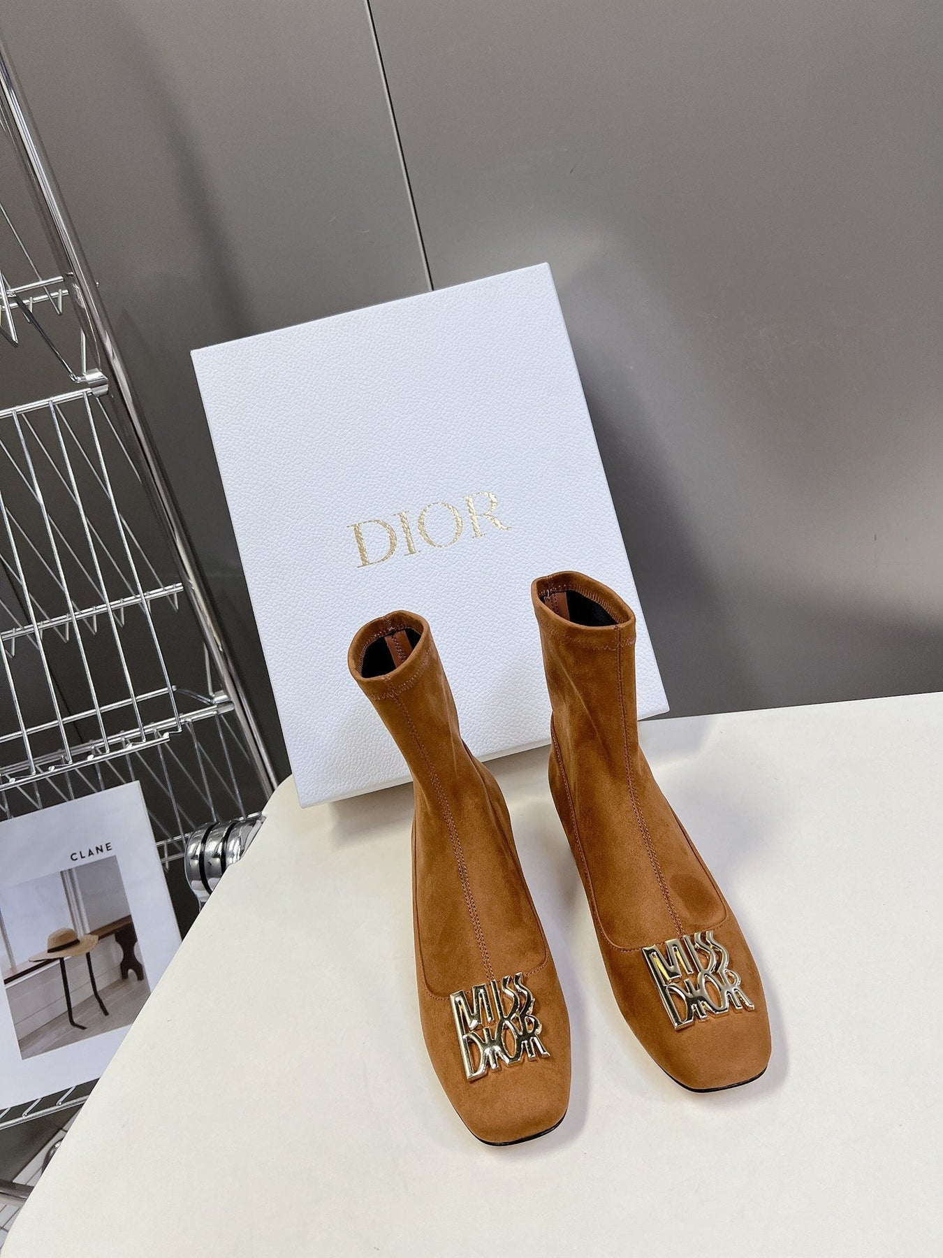 ICON HEELED ANKLE BOOT BRONZE BROWN SUEDE 4 CM WITH GOLD LOGO