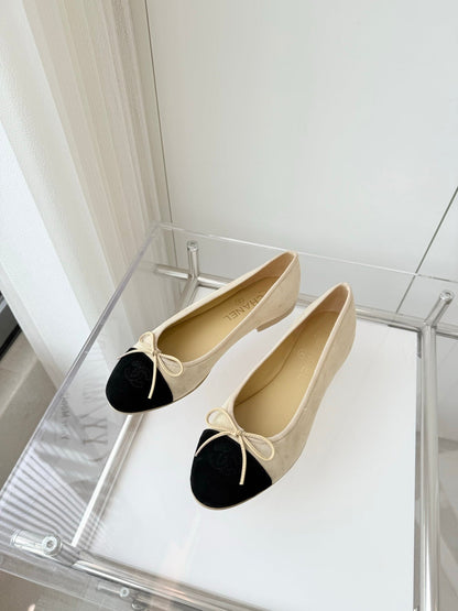 BALLET FLAT IN LIGHT YELLOW MIX BLACK SUEDE