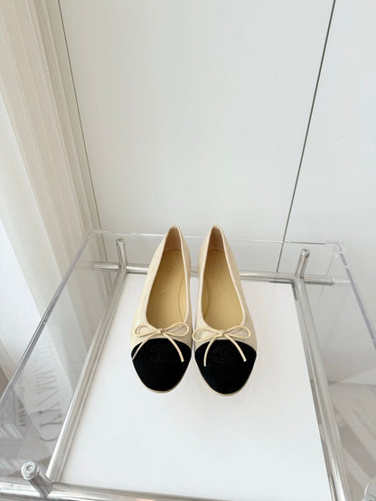 BALLET FLAT IN LIGHT YELLOW MIX BLACK SUEDE