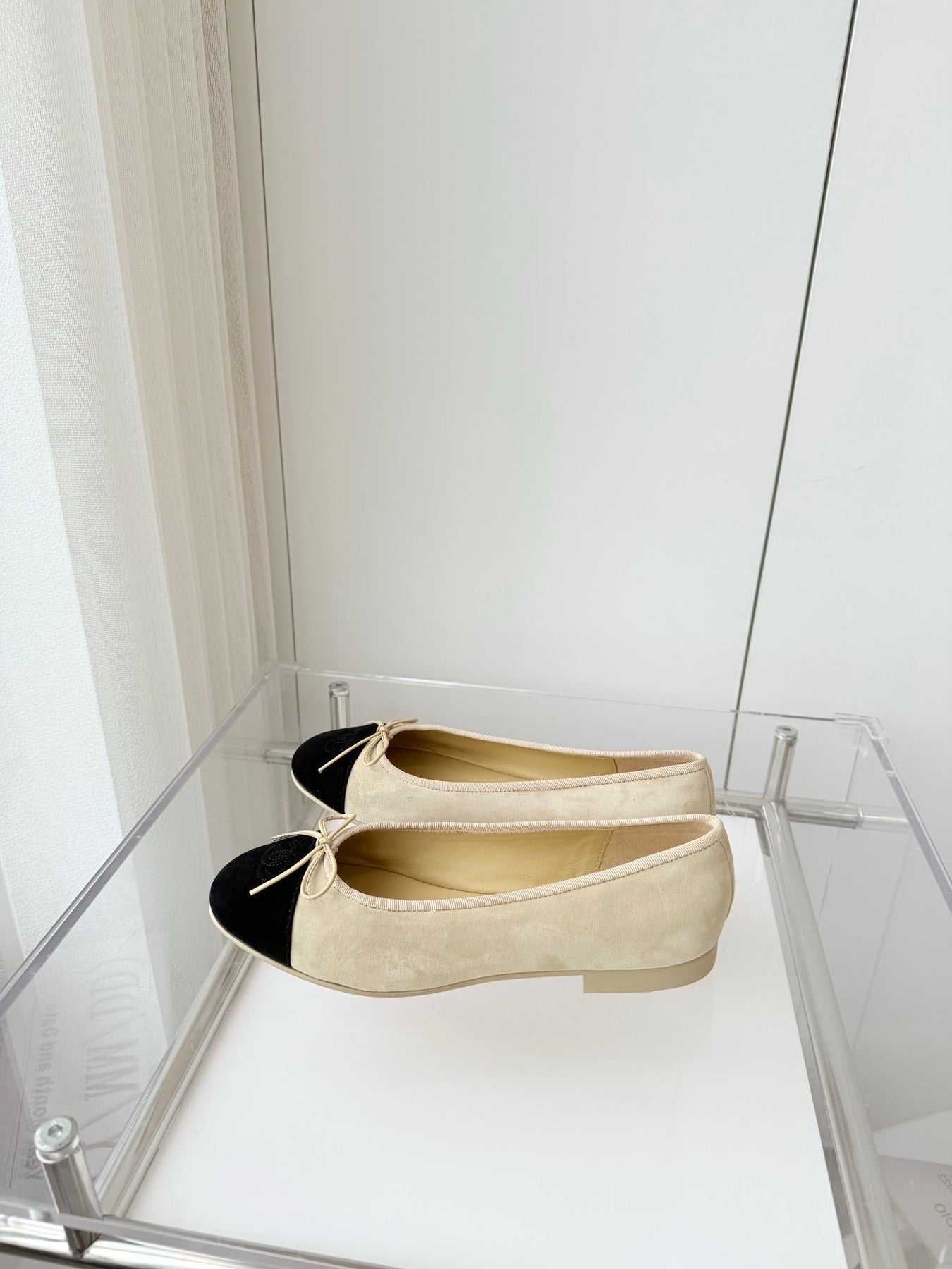 BALLET FLAT IN LIGHT YELLOW MIX BLACK SUEDE