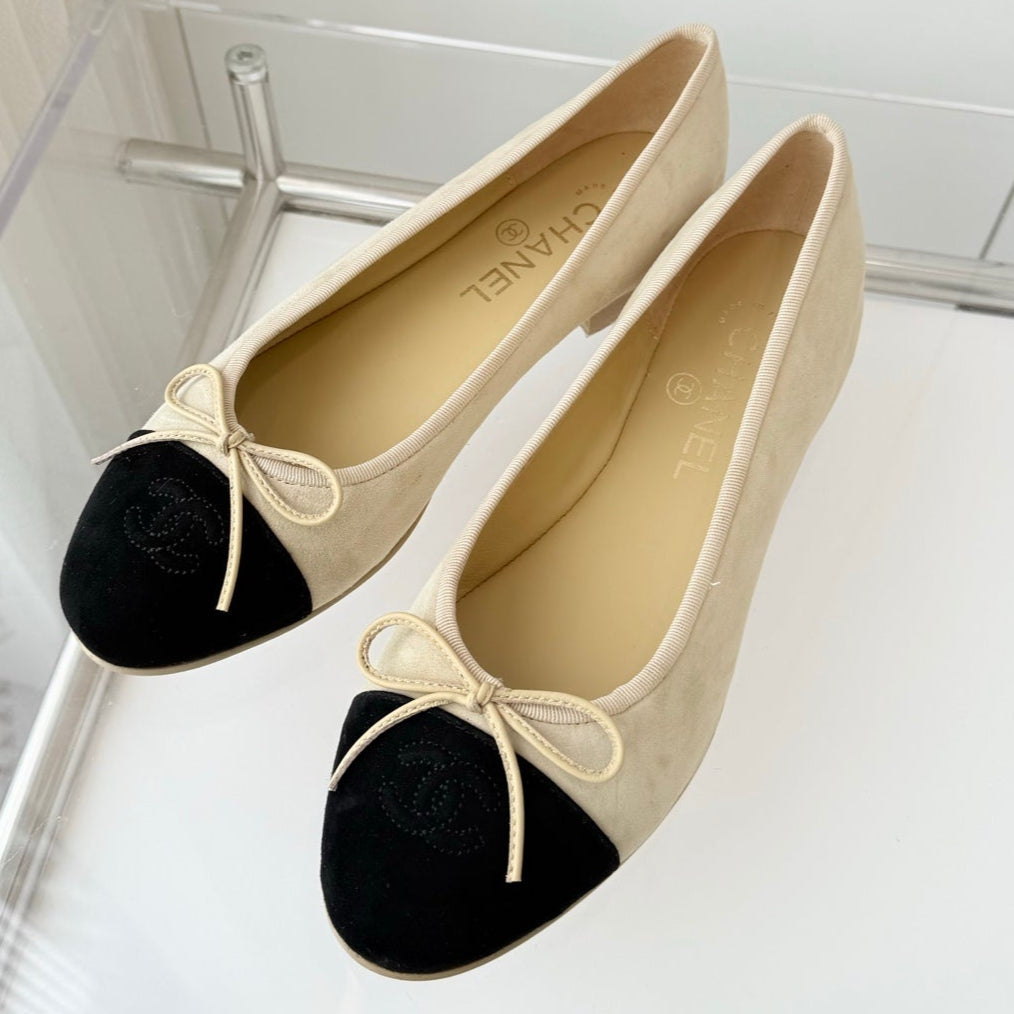BALLET FLAT IN LIGHT YELLOW MIX BLACK SUEDE