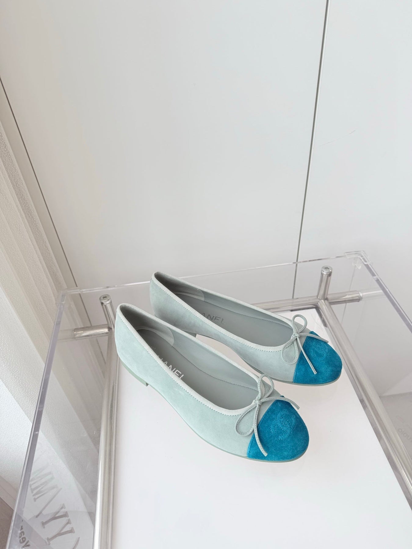 BALLET FLAT IN CERULEAN BLUE MIX PEARL GRAY SUEDE