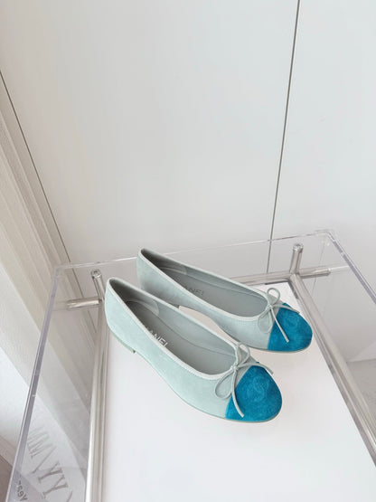 BALLET FLAT IN CERULEAN BLUE MIX PEARL GRAY SUEDE