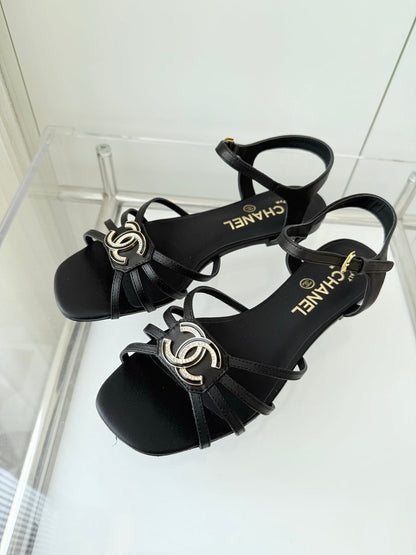 FLAT SANDALS 1 CM IN BLACK LAMBSKIN