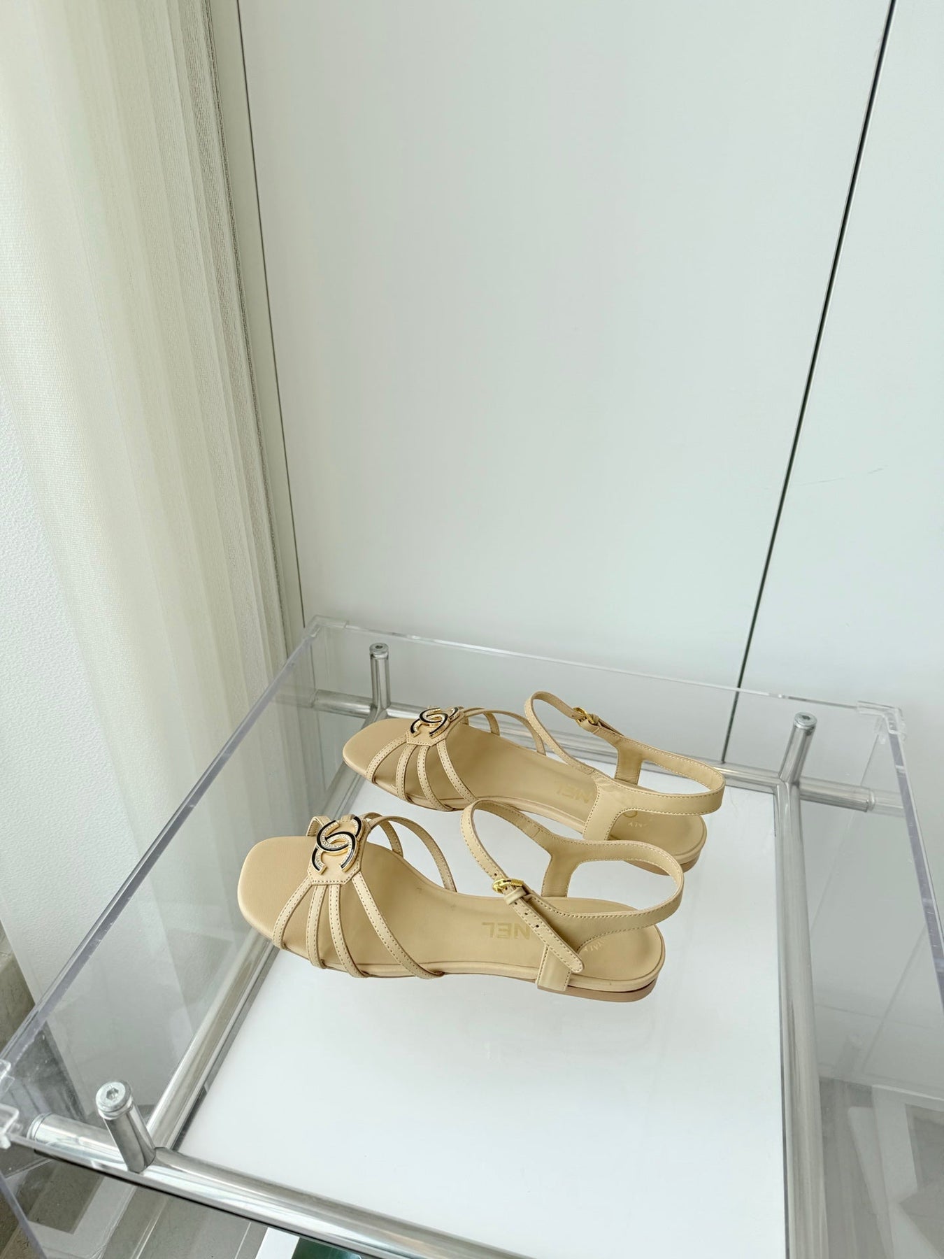 FLAT SANDALS 1 CM IN FLAX YELLOW LAMBSKIN