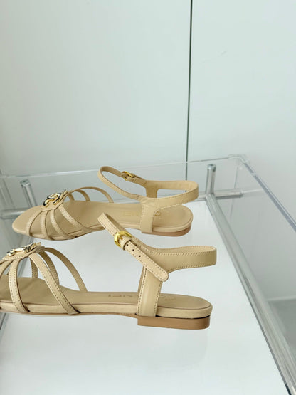 FLAT SANDALS 1 CM IN FLAX YELLOW LAMBSKIN