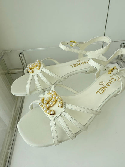 FLAT SANDALS 1 CM IN WHITE LAMBSKIN