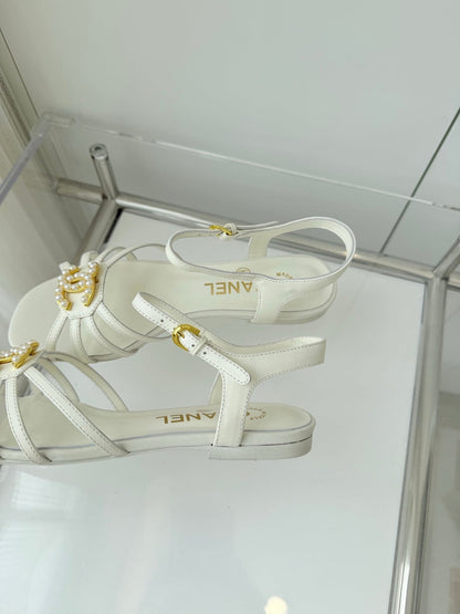 FLAT SANDALS 1 CM IN WHITE LAMBSKIN
