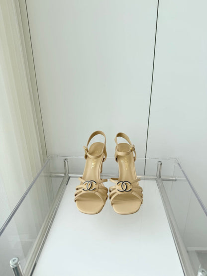 HIGH HEEL SANDALS 85 MM IN FLAX YELLOW LAMBSKIN